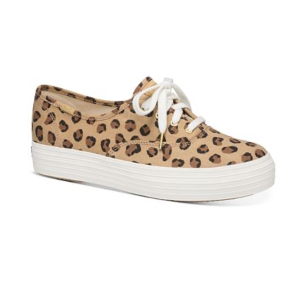 NEW KEDS Leopard Triple Kick Canvas Sneakers